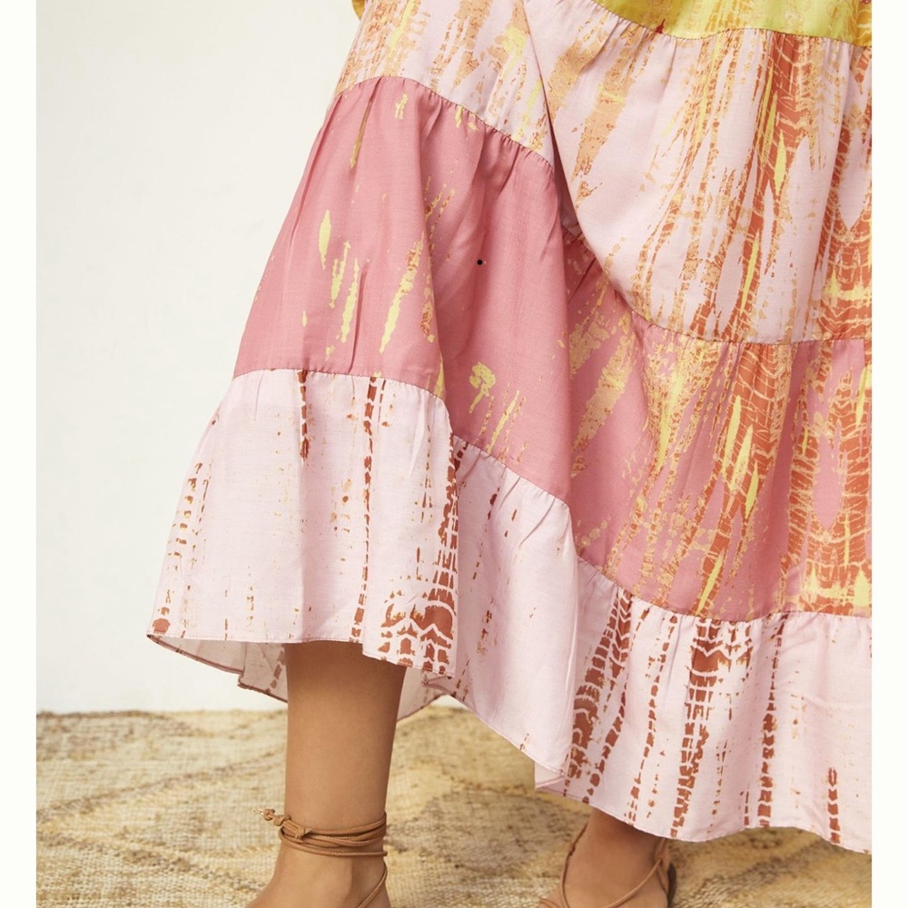 Anthropologie Tiered Tie-Dye Maxi Skirt Kavita Bhartia - Picture 3 of 7